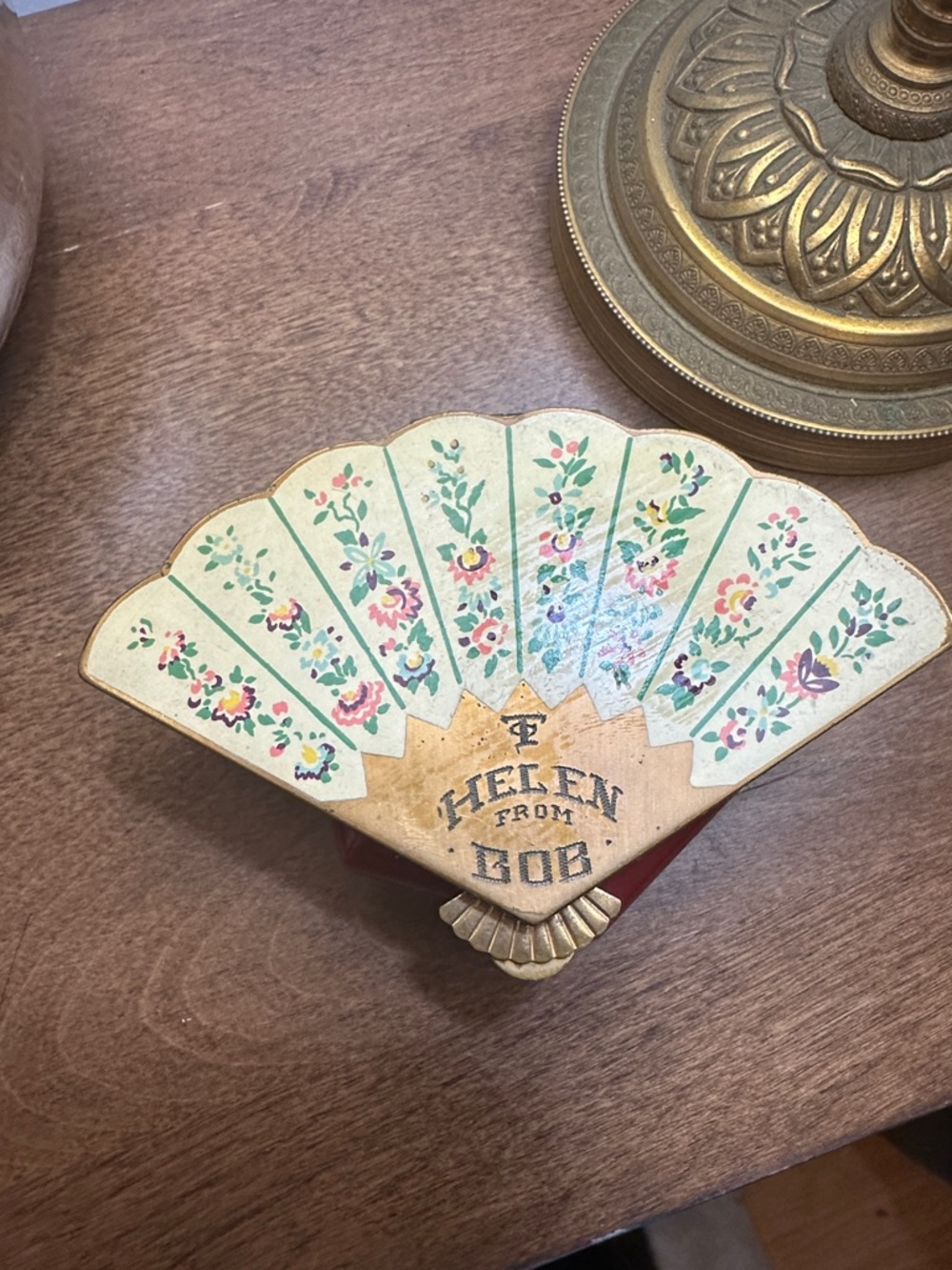 Hand-Painted Fan Trinket Box - Personalized "Helen from Bob"